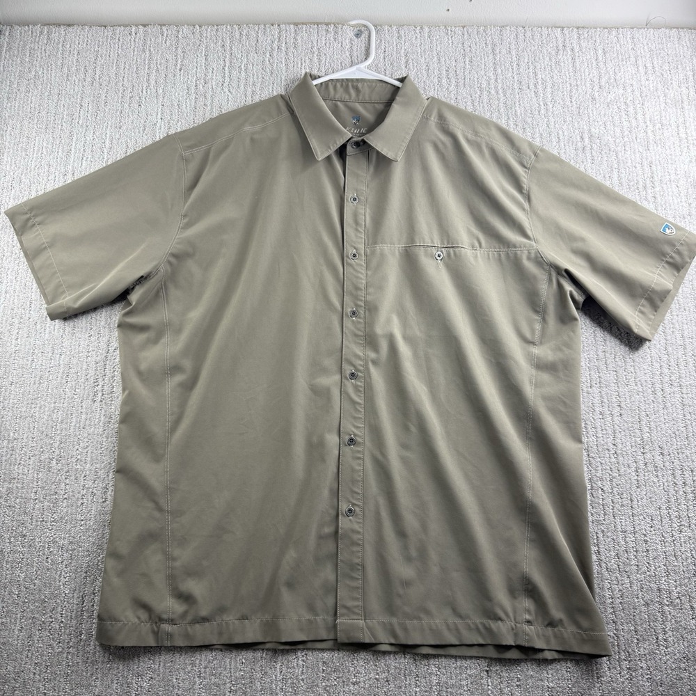 KUHL Tufflex Renegade Short Sleeve Button Up Shirt Quick Dry Men's XXL Green